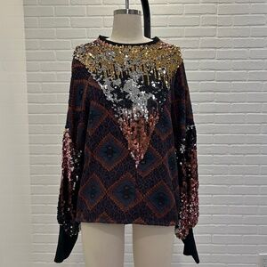 ZARA Patchwork Sequin Top